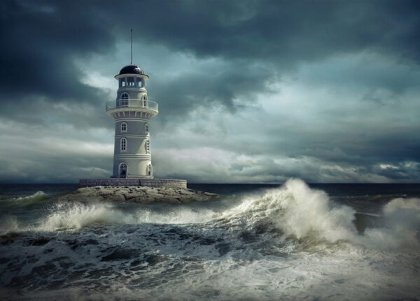 Peinture murale Phare dans la mer