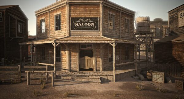 Peinture murale Bar dans le Far West