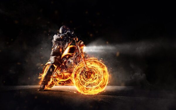 Peinture murale Moto en feu