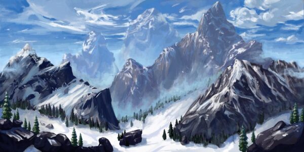 Peinture murale Matin à la Montagne