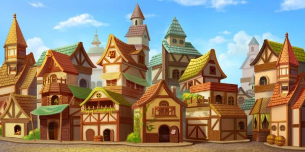 Peinture murale Maisons de conte de fées