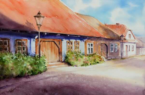 Peinture murale Village en bois