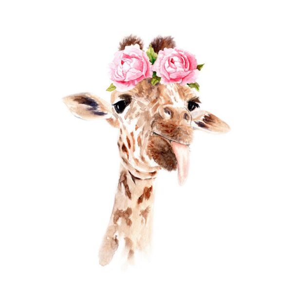 Peinture murale Girafe en fleurs