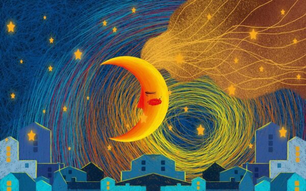 Peinture murale Lune endormie