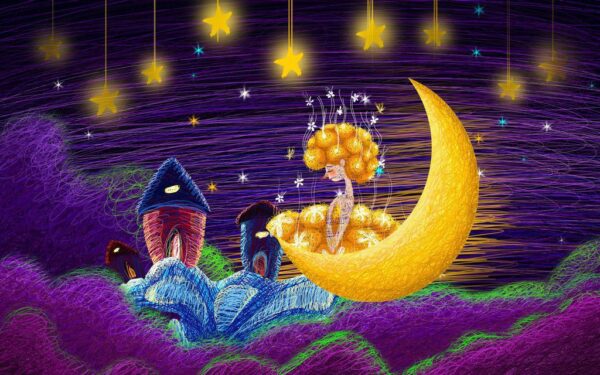Peinture murale Dame lunaire