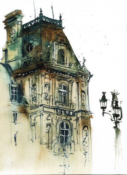 Peinture murale Bâtiment et lanterne