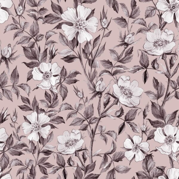 Peinture murale Fleurs en rose