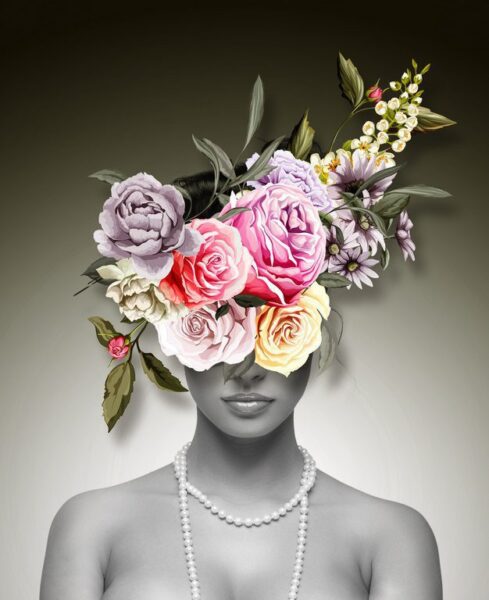 Peinture murale Femme en Fleurs