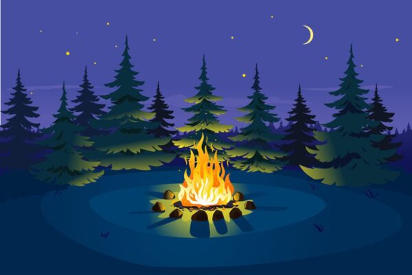 Peinture murale Feu de camp nocturne
