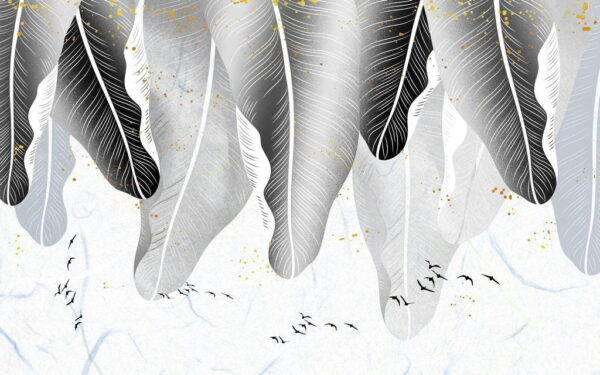 Peinture murale Plumes monochromes