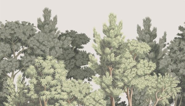 Peinture murale Forêt en sépia