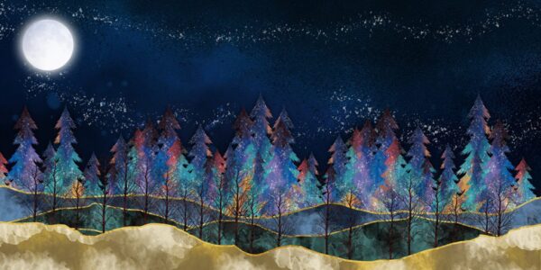 Peinture murale Nuit dans la forêt