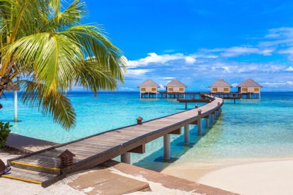 Peinture murale Maldives paradisiaques