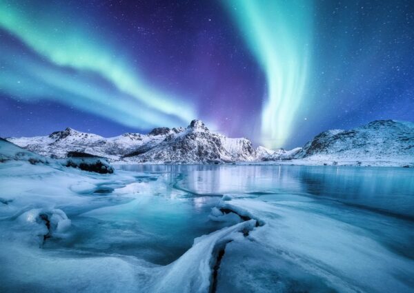 Peinture murale Aurore en Islande