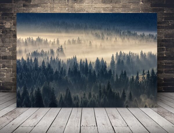 Une image d'une vallée brumeuse