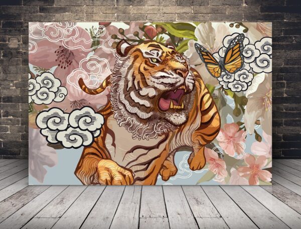 L'image d'un tigre en fleurs