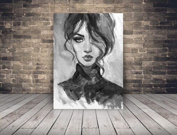 Une image d'un portrait d'une femme en gris