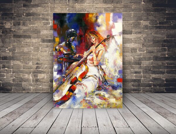 Une image d'une femme avec violoncelle