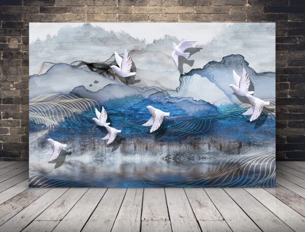 Image abstraite et pigeons