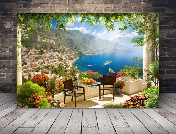 Image d'une véranda au bord de la mer