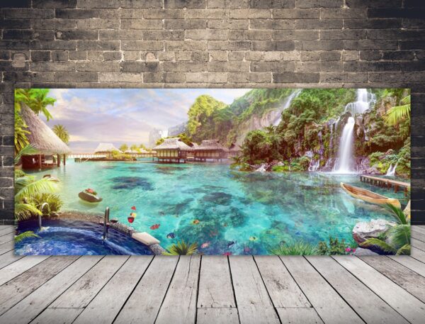 Une image d'un lagon tropical