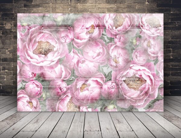 Image de pivoines sur le mur