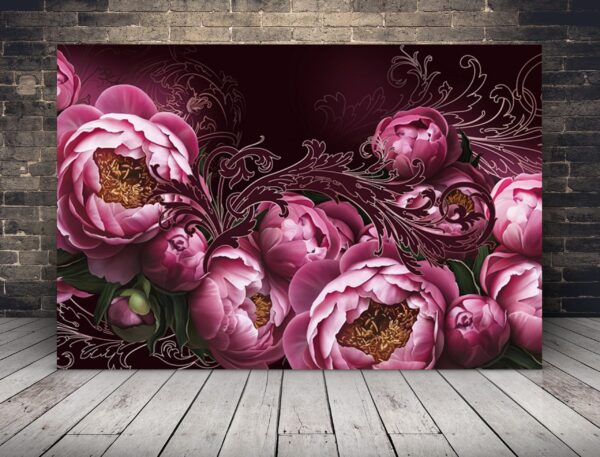 Image de pivoines sur le mur
