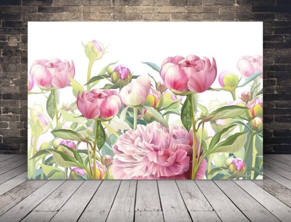 Une image de pivoines dans un pré