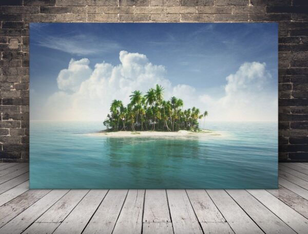 Une image d'une île de palmiers