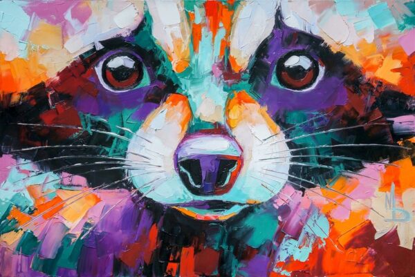 Une image d'un raton laveur multicolore – Image 2