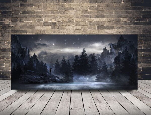 Photo d'un paysage de montagne la nuit