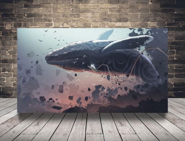 Une image d'une baleine avec un astronaute