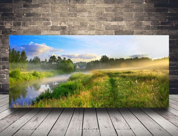 Une image d'un pré avec une rivière