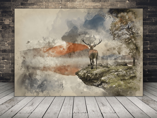 Une image d'un cerf et d'un lac