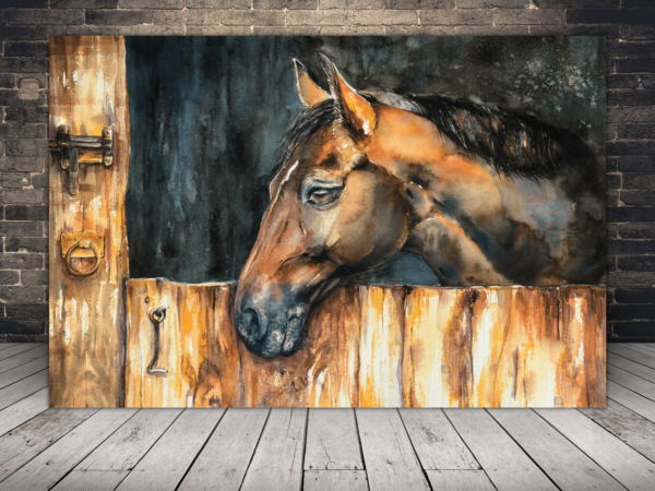 Image d'un cheval dans la cour