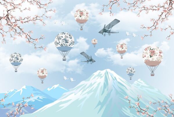 Papier Peint Ballons et Avions au Pays du Soleil Levant