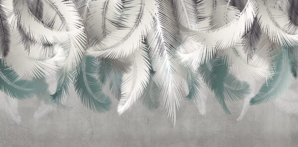 Papier Peint Feuilles de Fougère Blanche