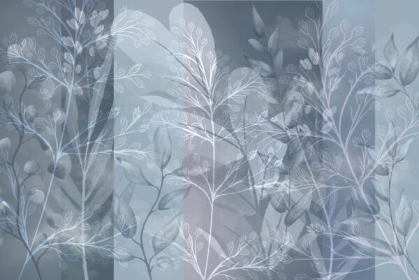 Papier Peint Motif Floral Bleu