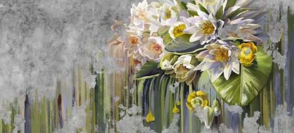 Papier Peint Bouquet De Nymphéas Blancs