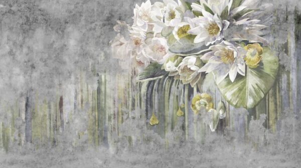 Papier Peint Bouquet de Nymphéas Blancs
