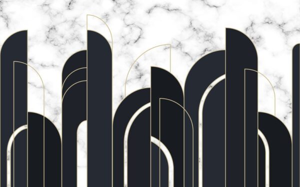 Papier Peint Motif Géométrique Noir