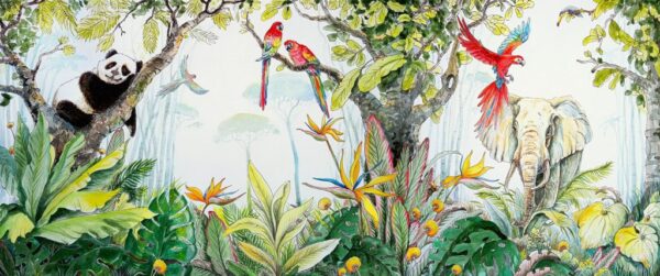 Papier Peint Perroquets rouges dans la jungle