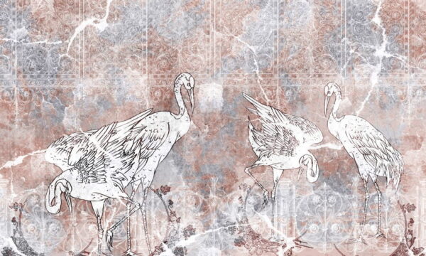 Papier Peint Quatre Oiseaux Blancs