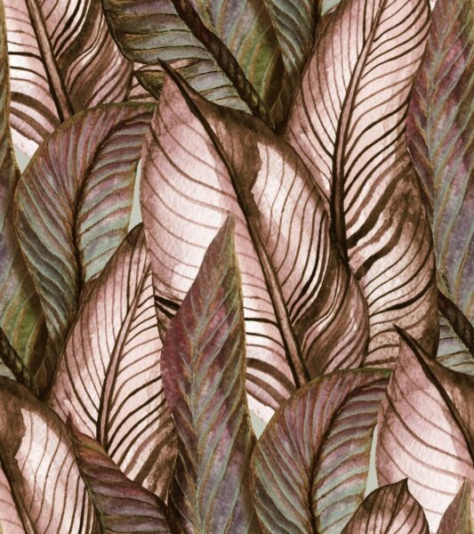 Papier Peint Grandes Feuilles dans les Tons de Brun
