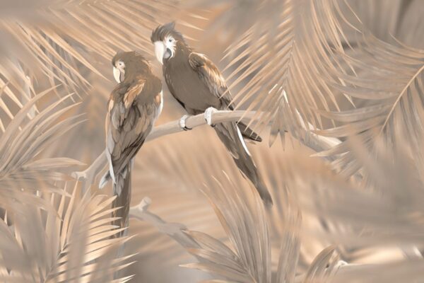 Papier Peint Deux Perroquets Sur Une Branche