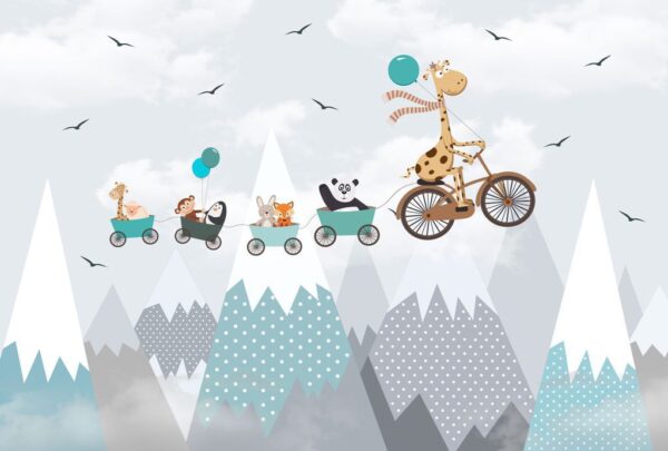 Papier Peint Train De Montagne Volant Pour Enfants