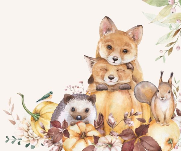 Papier Peint Animaux De La Forêt D'automne