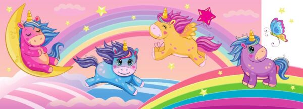 Papier Peint Licornes Colorées Pour Enfants