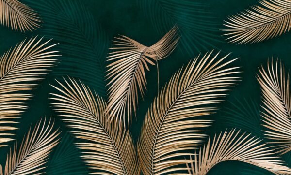 Papier Peint Feuilles De Palmes Dorées