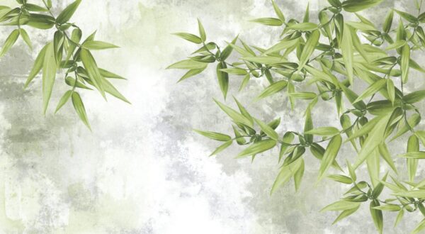 Papier Peint Feuilles Contre Le Ciel Gris